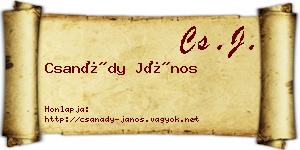 Csanády János névjegykártya