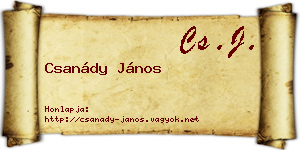 Csanády János névjegykártya